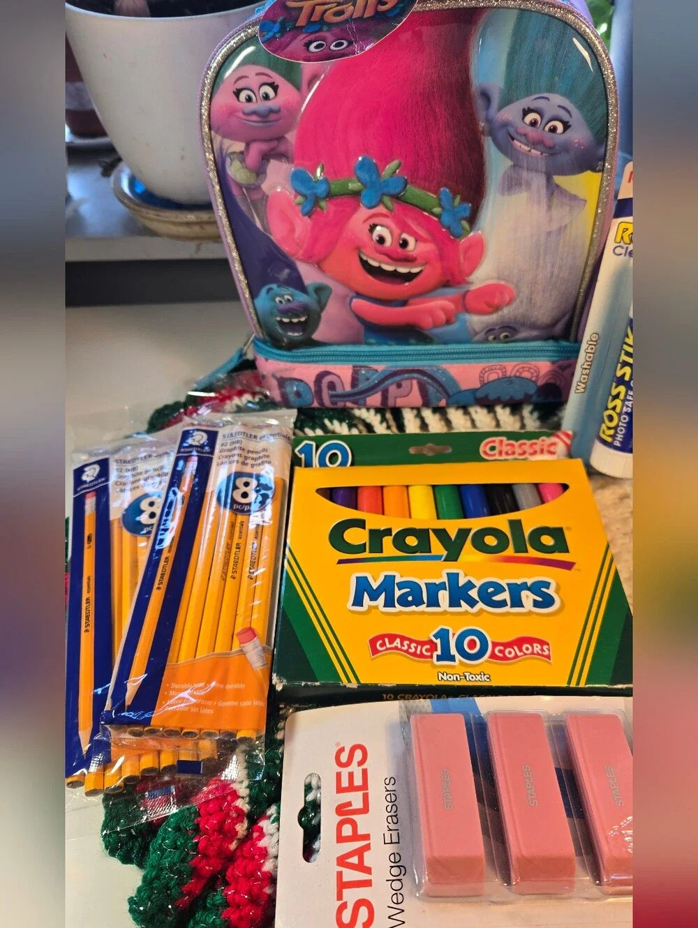 Dreamworks Troll's Lunchbox with School Supplies Markers & Pencils Bundle